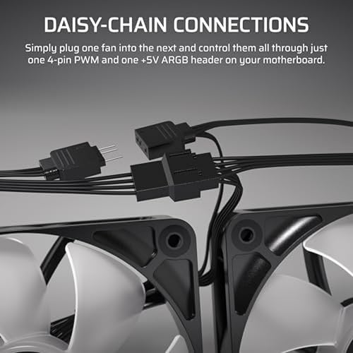 Corsair RS120 ARGB 120mm Ventiladores PWM – Conexión en Cadena – Bajo Nivel de Ruido – Rodamiento Magnético de Cúpula – Paquete Triple – Negro
