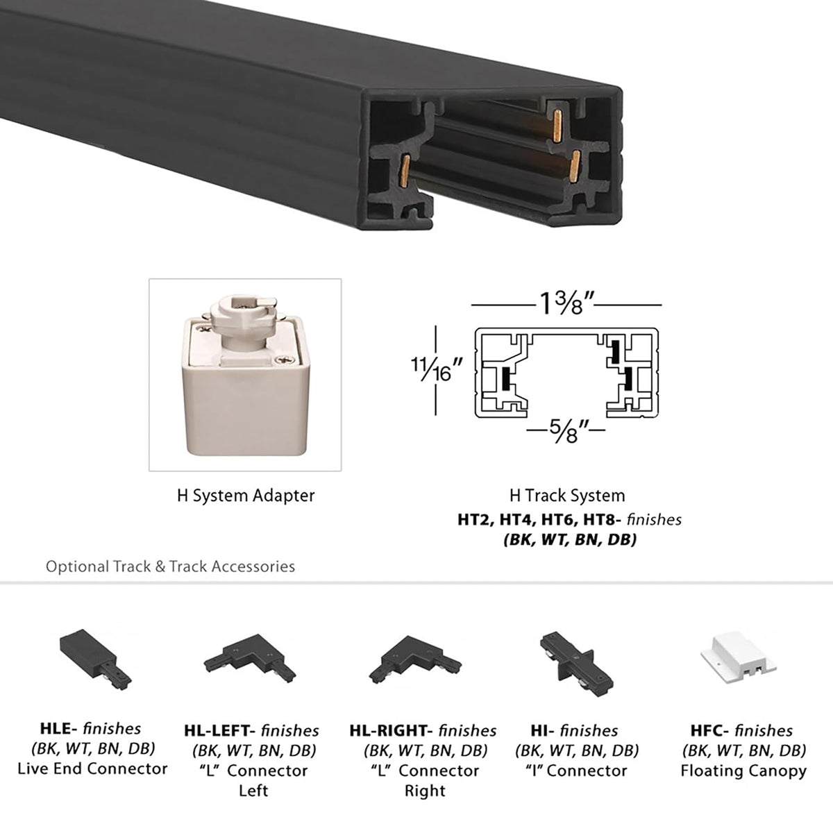 WAC Lighting H Track conector de pista flexible, Conector "L", izquierdo, Negro
