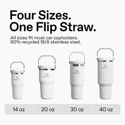 STANLEY IceFlow 2.0 - Vaso de popote, 30 onzas, pluma de vidrio marino | Mango fácil de transportar, tapa giratoria y popote abatible | Botella de agua resistente a fugas | Acero inoxidable aislado