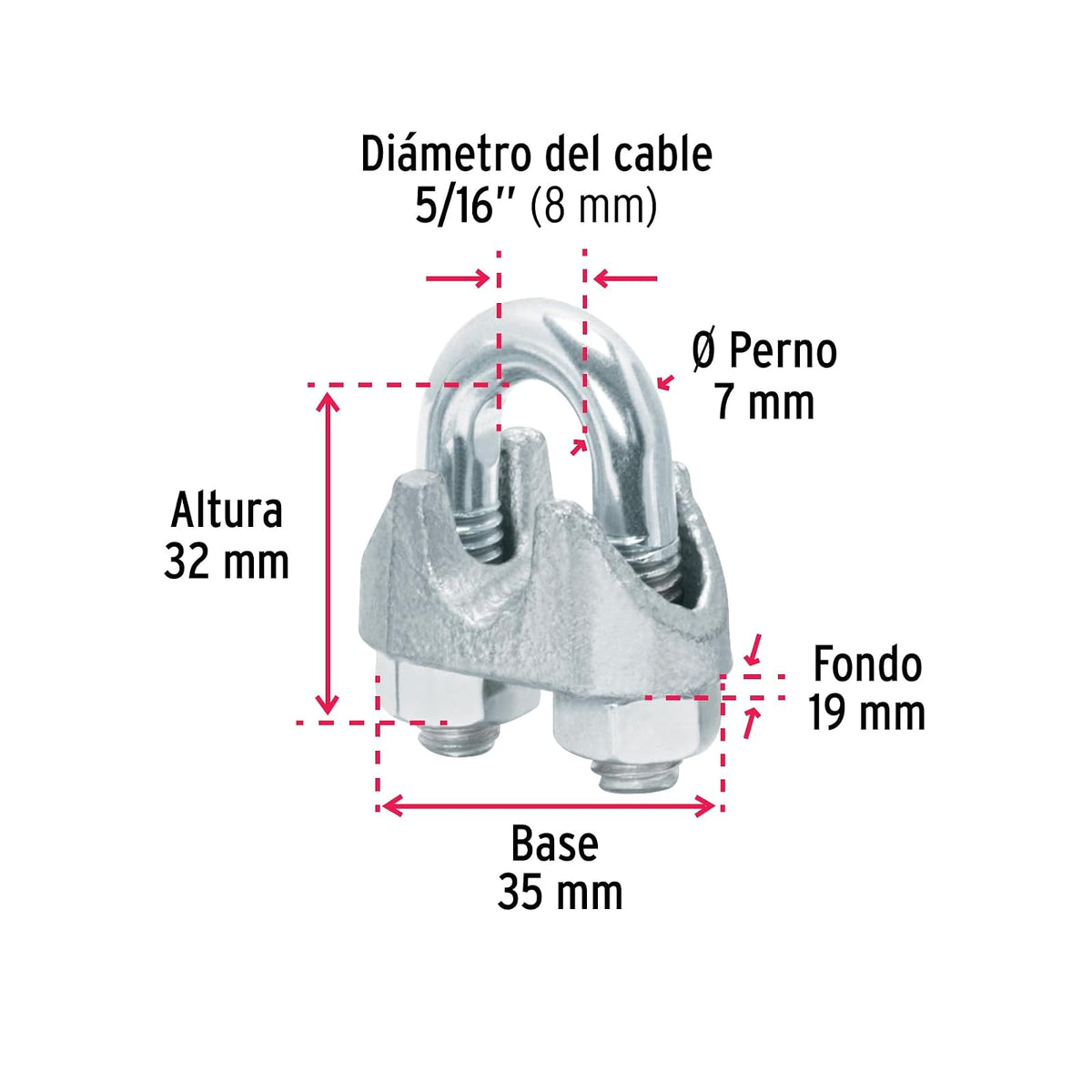 Fiero NUDO-5/16G, Bolsa con 25 nudos (perros) de hierro para cable de 5/16"