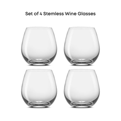 JoyJolt Spirits - Copas de vino sin tallo para vino tinto o blanco (juego de 4 unidades)