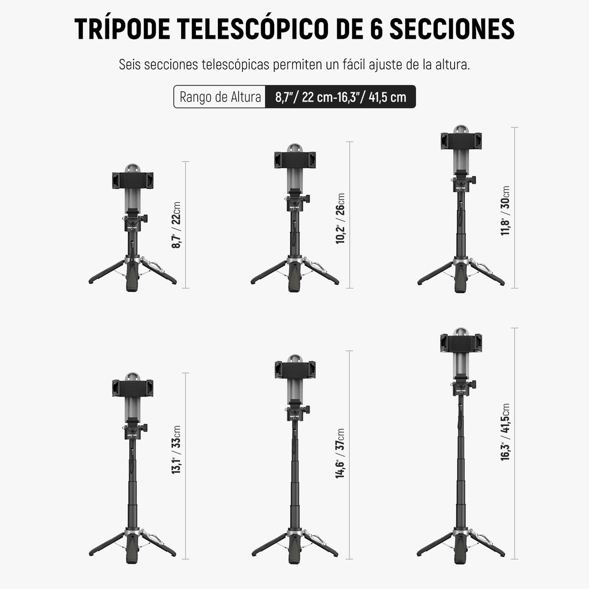 NEEWER Palo Selfie con Obturador Remoto Bluetooth Desmontable, Trípode Viaje Plegable y Ligero para iPhone, 360° Soporte Teléfono Zapata Fría para Youtube/TikTok Vlogs Fotografía en Vivo, Negro, P15