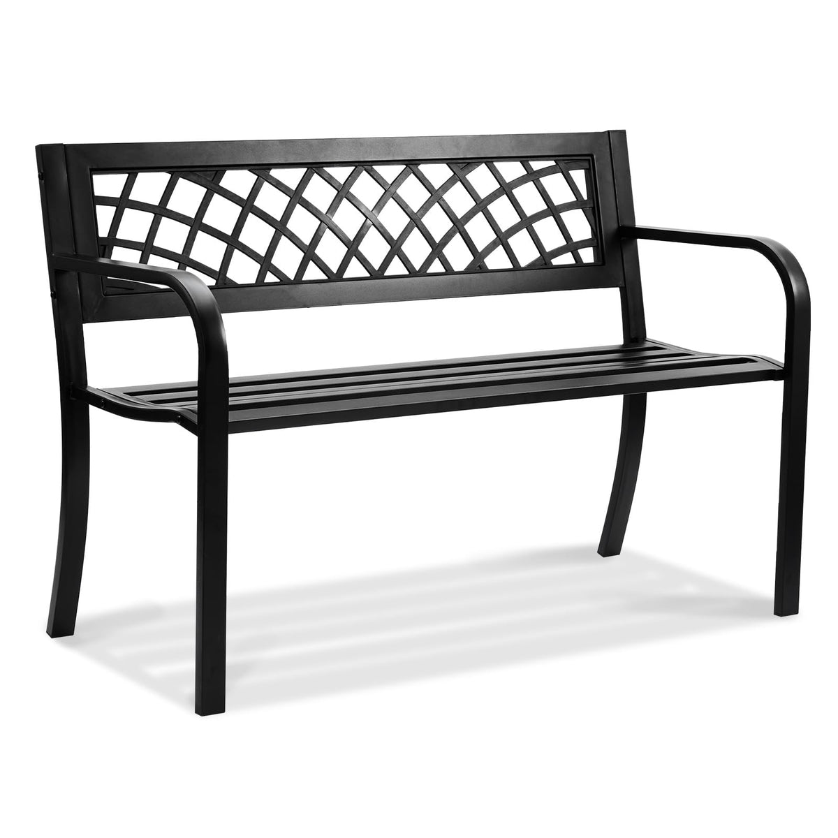 VEVOR Banco de Parque, Banco de jardín de Metal de 116,3 cm para Exteriores, Capacidad de Carga de 218 kg, con Respaldo y reposabrazos, para jardín, Parque, Patio, Porche Delantero