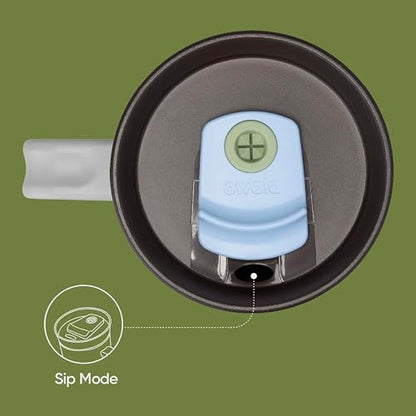 Owala - Vaso de viaje de acero inoxidable de triple capa con tapa resistente a derrames, popote y asa de transporte, sin BPA, 40 onzas, verde (Brave Adventures)