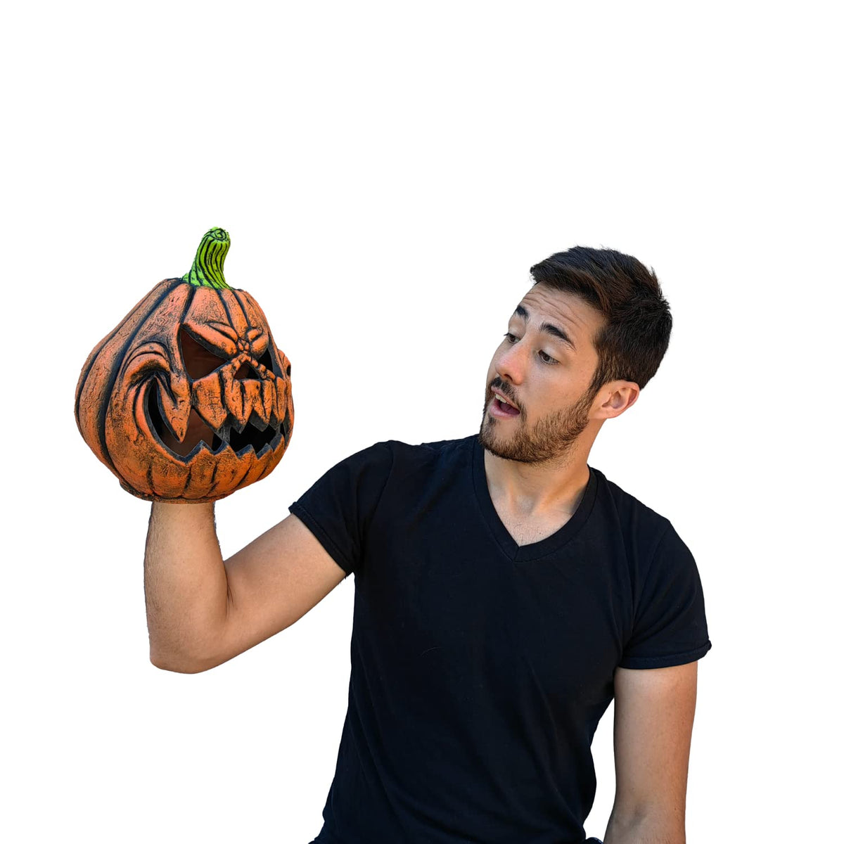 Ghoulish Productions Jack O'Lantern Pumpkin, Decorativo de Calabaza Poseída, Adorno de Calabaza Siniestra Ideal para Halloween y Fiestas de Disfraces