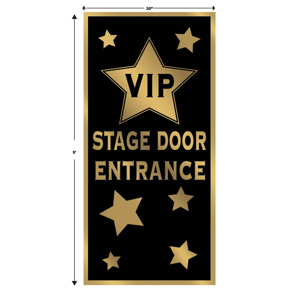 Beistle 2 fundas de plástico para puertas de entrada VIP para interiores y exteriores, decoración de fiestas nocturnas, 60 x 30 pulgadas, negro/dorado