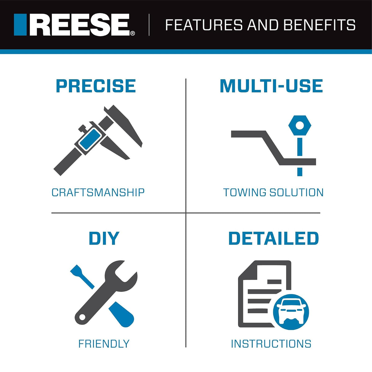Reese Towpower Cadena de Seguridad de 72 Pulgadas, Capacidad 5000 Libras, Plateado Metálico
