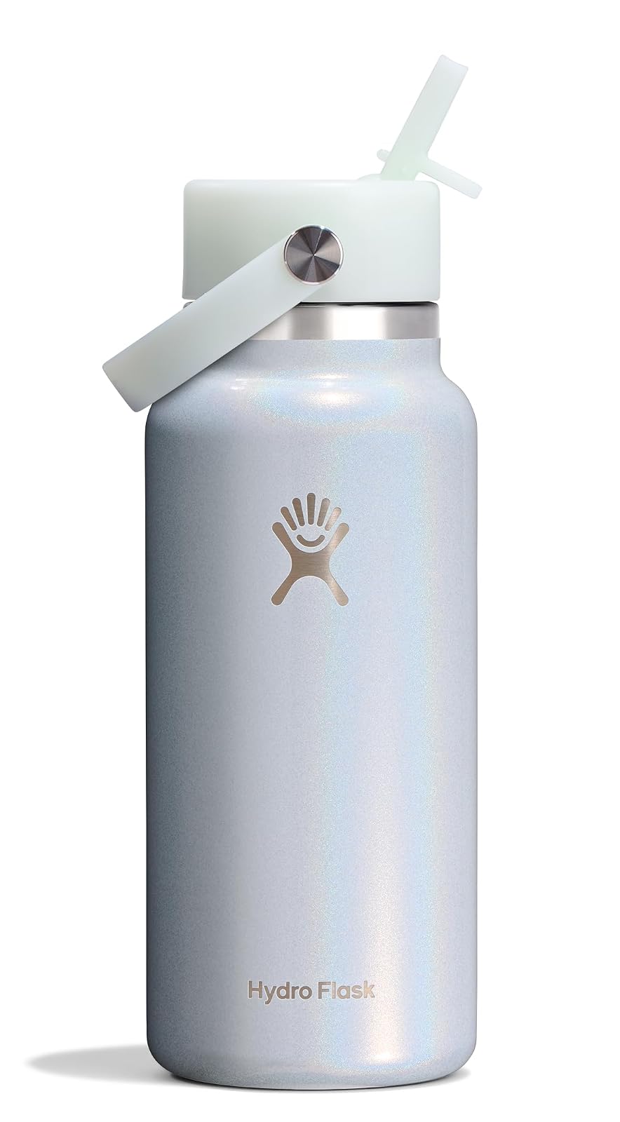 HYDRO FLASK - Botella de agua aislada de acero inoxidable – Tapa de paja flexible de boca ancha, no derrama, a prueba de fugas y recargable en color azul brillante de 32 onzas