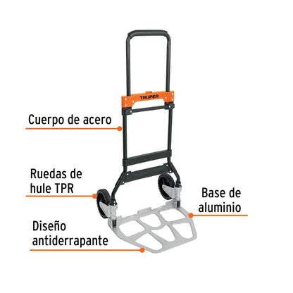 Truper DIA-120, Diablo de Carga Plegable 120 kg Mango telescópico para Aumentar la Altura