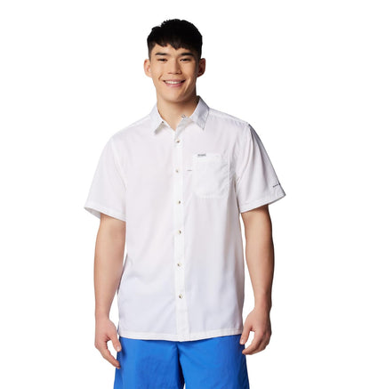 Columbia Slack Tide Camp Camisa de Pesca Manga Corta para Hombre - G - Blanco
