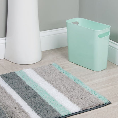 InterDesign Stripz Alfombra de Microfibra, para baño, 86.36 cm x 53.34 cm, Color Menta/Gris