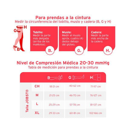 JOBST Ultrasheer Medias de compresión, Media 20-30mmHg, Pantimedia, Talla L | Punta cerrada, Color Natural, Compresión de Grado Médico