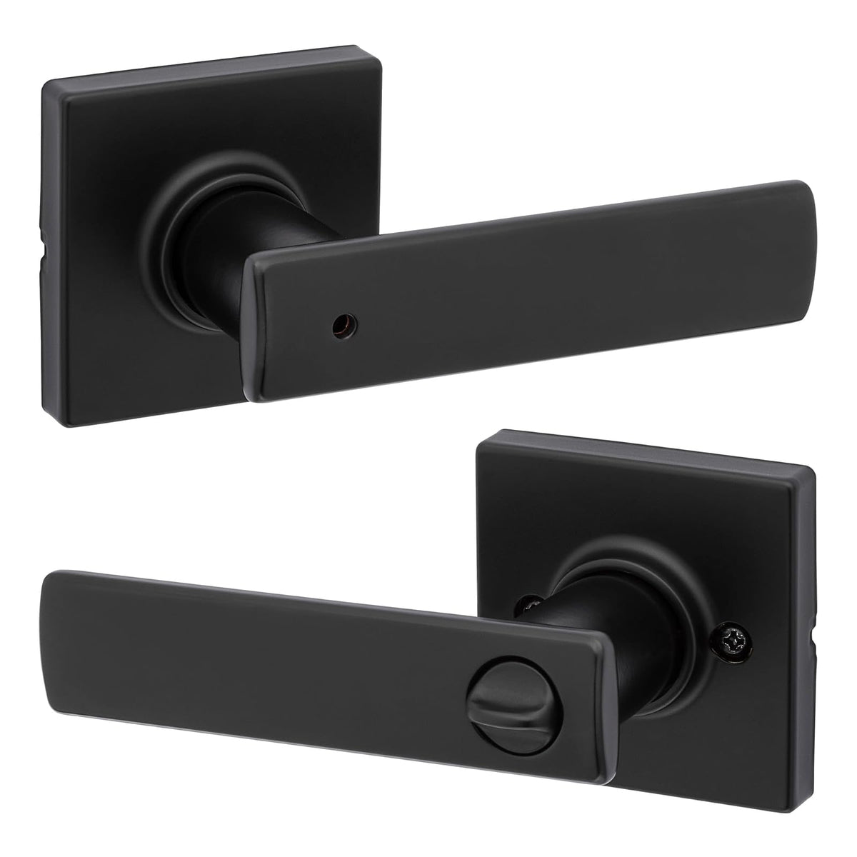 Kwikset Breton Manija para Puerta Reversible con Cerradura - Mate negro - 1 paquete - Privacidad