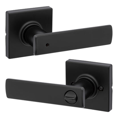 Kwikset Breton Manija para Puerta Reversible con Cerradura - Mate negro - 1 paquete - Privacidad