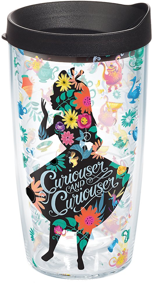 Tervis Vaso Aislado Disney Alicia en el País de las Maravillas, 16 y 24 oz - tapa negra (473,18ml)