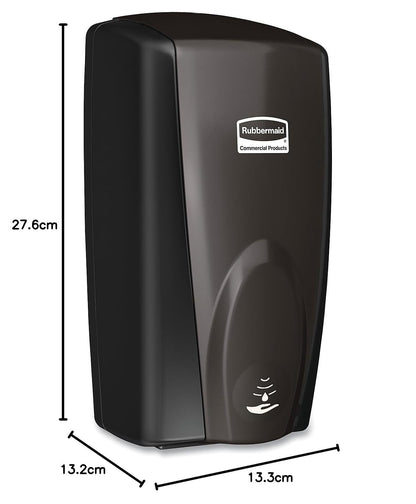 Rubbermaid Commercial Products - Dispensador de jabón y desinfectante para Manos AutoFoam Color Negro Perla sin Contacto para Montaje en Pared Funciona con Pilas para baños en oficinas/hoteles