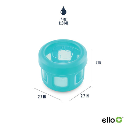 Ello Contenedores de viaje reutilizables de plástico con tapa a prueba de fugas, 5 onzas, adoquín de frutas