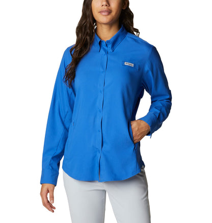 Columbia PFG Tamiami II Camisa de Manga Larga para Mujer - azul (Vivid Blue) - XL Alto