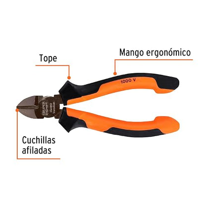 Truper Expert T202-5X, Pinza corte diagonal 5" mango Comfort Grip