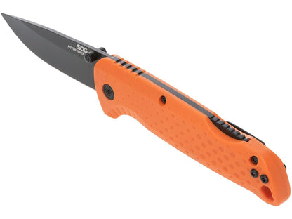 SOG Adventurer LB - Cuchillo plegable portátil ligero de 3 pulgadas, acero CRYO 5CR15MOV | Mango GRN | Mecanismo de bloqueo de espalda, color naranja y negro, paquete blíster