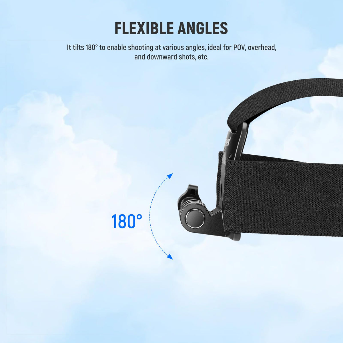 NEEWER Soporte Cabeza Compatible con GoPro Insta360 Cámara Acción, GP-71 | Compatible con Hero 13 12 11 Black, Montaje Cabeza Ajustable, Accesorios Cámara Acción para Grabación POV Ciclismo Surf