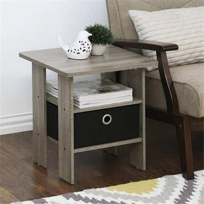 Furinno - Mesita de noche para dormitorio 2-11157GYW, mesa auxiliar pequeña, juego de dos
