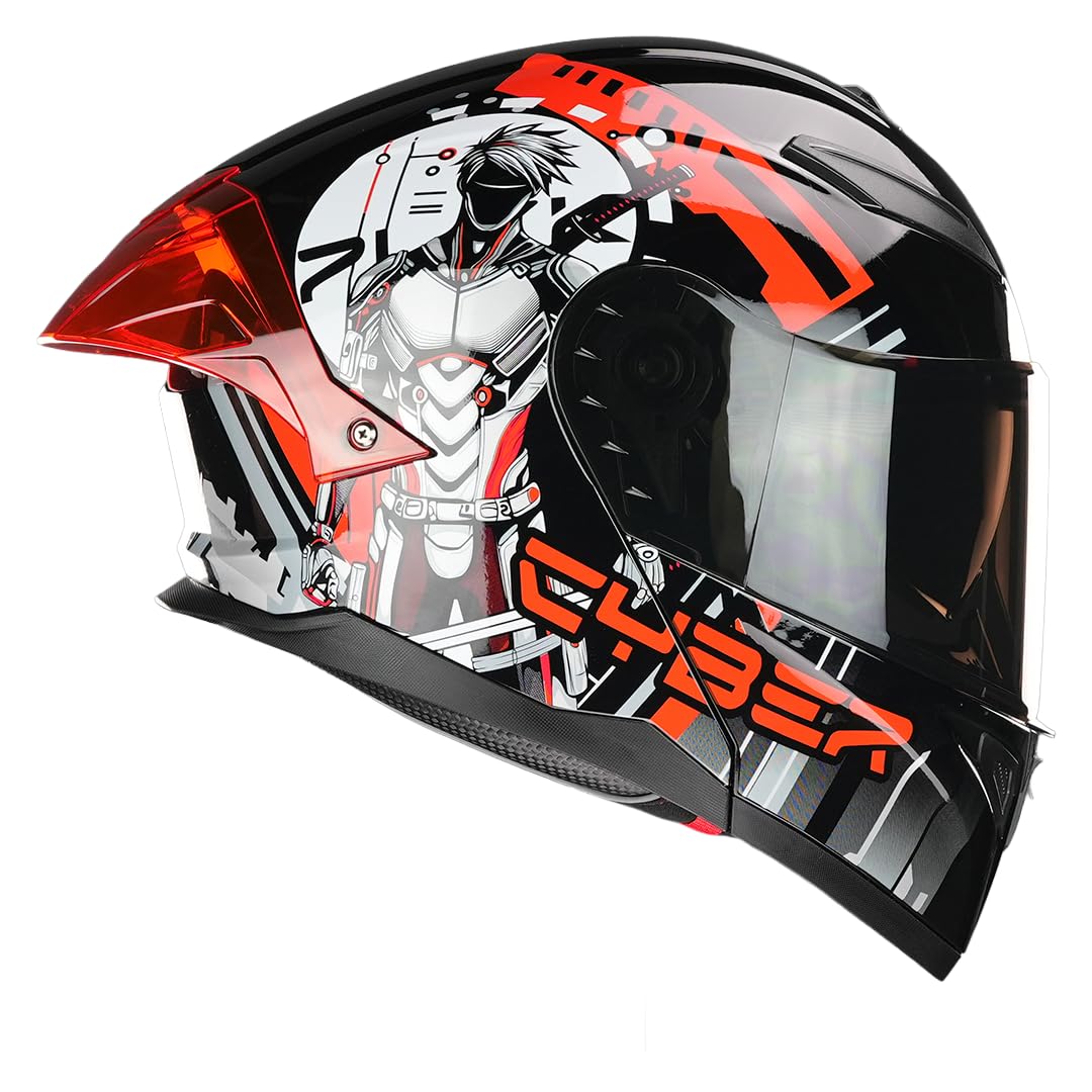KOV Casco Stark Cyber Punk Rojo Abatible para Moto Deportivo Certificado Dot