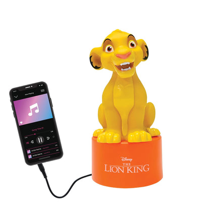 Lexibook, Disney El Rey León, Luz Nocturna Simba con Altavoz para la habitación de los niños, luz Suave, a Pilas, Amarillo/Naranja, NS01AN