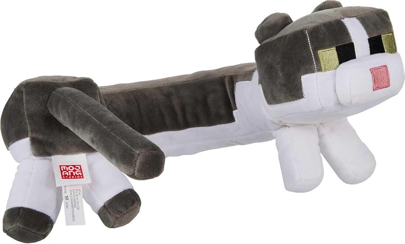 Mattel Minecraft Almohada para El Cuello Purring Sounds | Peluche con sonido, gato de Minecraft, tela de pelo suave