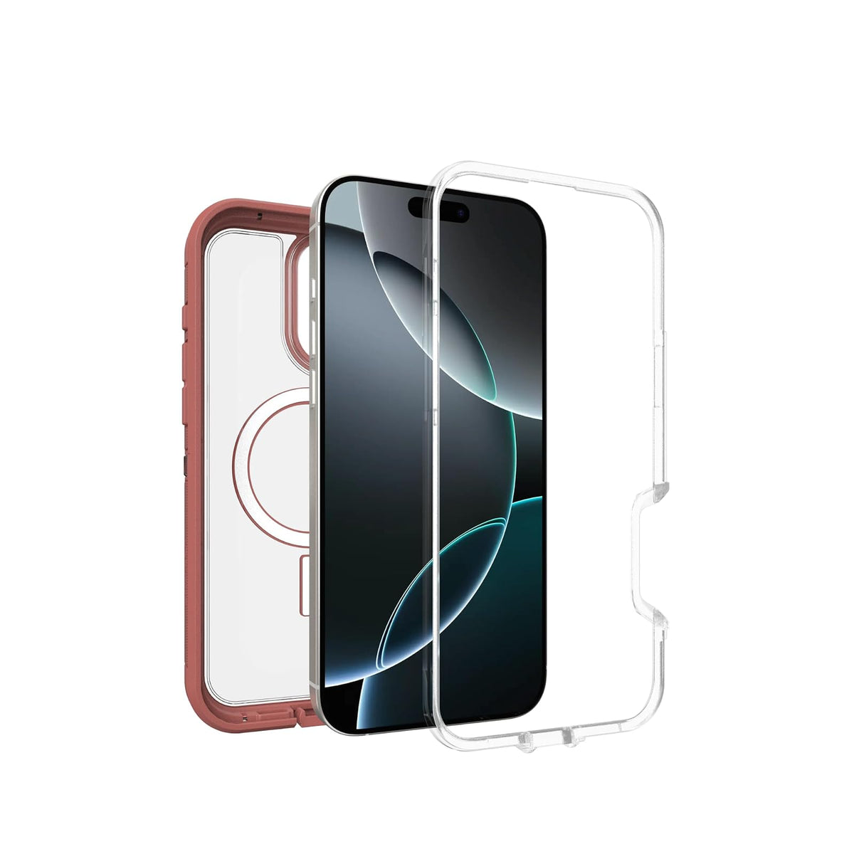 OtterBox - Carcasa Transparente para iPhone 16 Pro MAX Defender Series XT, Color Rojo ladrillo Transparente