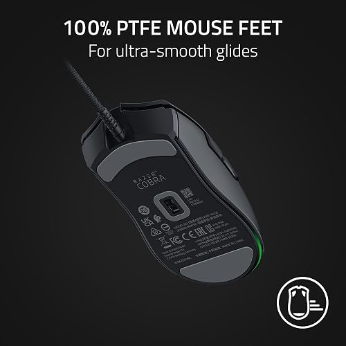 Razer Cobra Mouse para Juegos con Cable: Peso 58g - Interruptores Ópticos Gen-3 - Iluminación Chroma RGB con Luz Inferior - Sensor Óptico Preciso De 8500 dpi - Pies De Ratón 100% PTFE - Negro