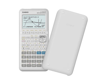 Casio Calculadora Graficadora fx‑9860GIII, Color Blanca, +2900 Funciones, Solar y Batería, Nivel Universidad