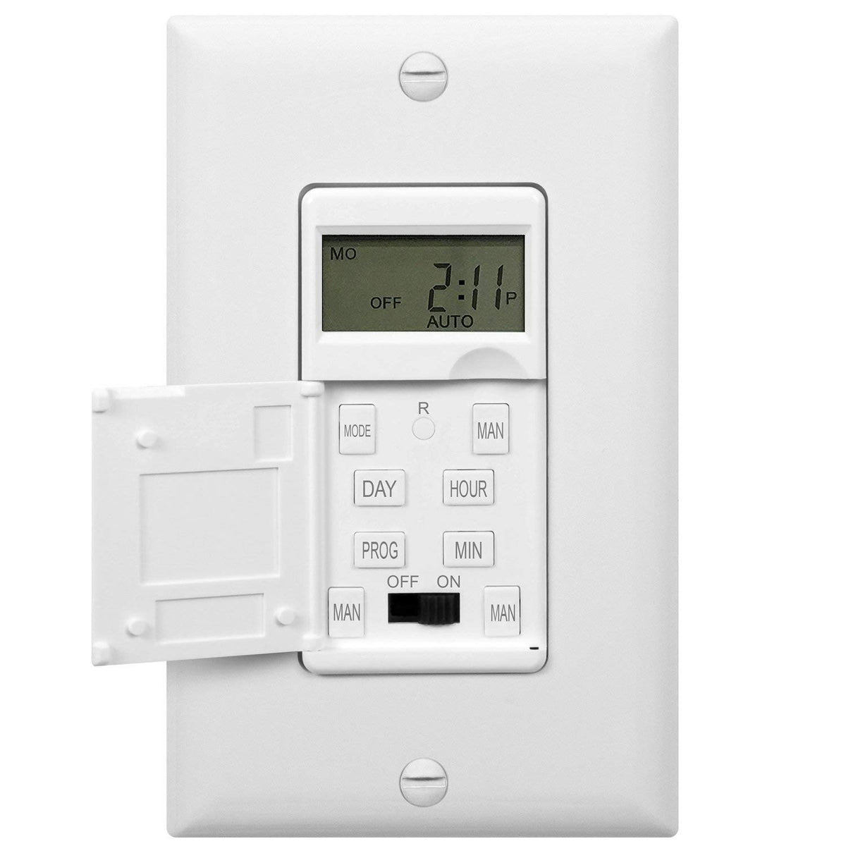 Enerlites HET01-C Programmable Timer Switch Digital Timer Switch for Lights, Fans, Motors, Timer in wall, 7-Day 18 ON/OFF Timer Settings, 2PCS. NEUTRAL WIRE REQUIRED, White