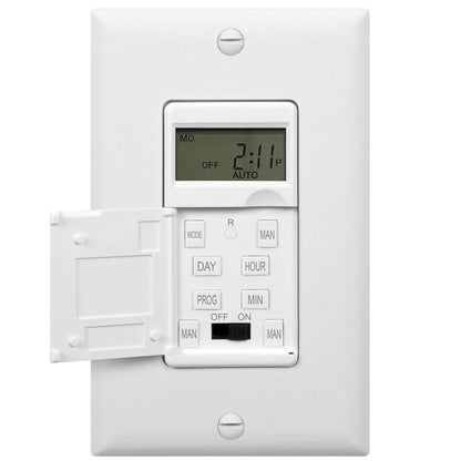 Enerlites HET01-C Programmable Timer Switch Digital Timer Switch for Lights, Fans, Motors, Timer in wall, 7-Day 18 ON/OFF Timer Settings, 2PCS. NEUTRAL WIRE REQUIRED, White