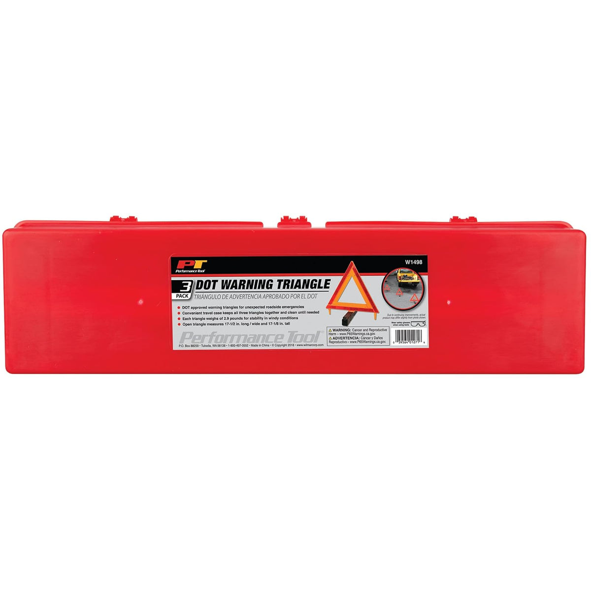 Performance Tool W1555 Deluxe - Asistente de Emergencia para Carretera, Dot Reflective Warning Triangle - 3 Pack