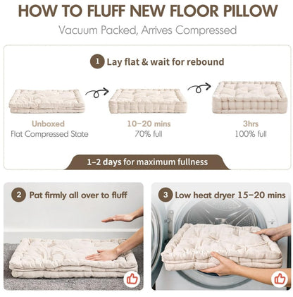 Intelligent Design Azza Poly Chenille Square Floor Pillow Cushion, 20"x20"x5", Blush
