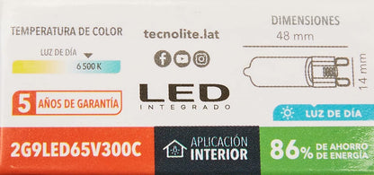 Tecnolite Foco ampolleta LED Luz de dia 2w G9 2G9LED65V300C