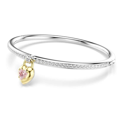 pulsera Swarovski Idyllia, corte mixto, corazón, rosa, acabado de metal mixto
