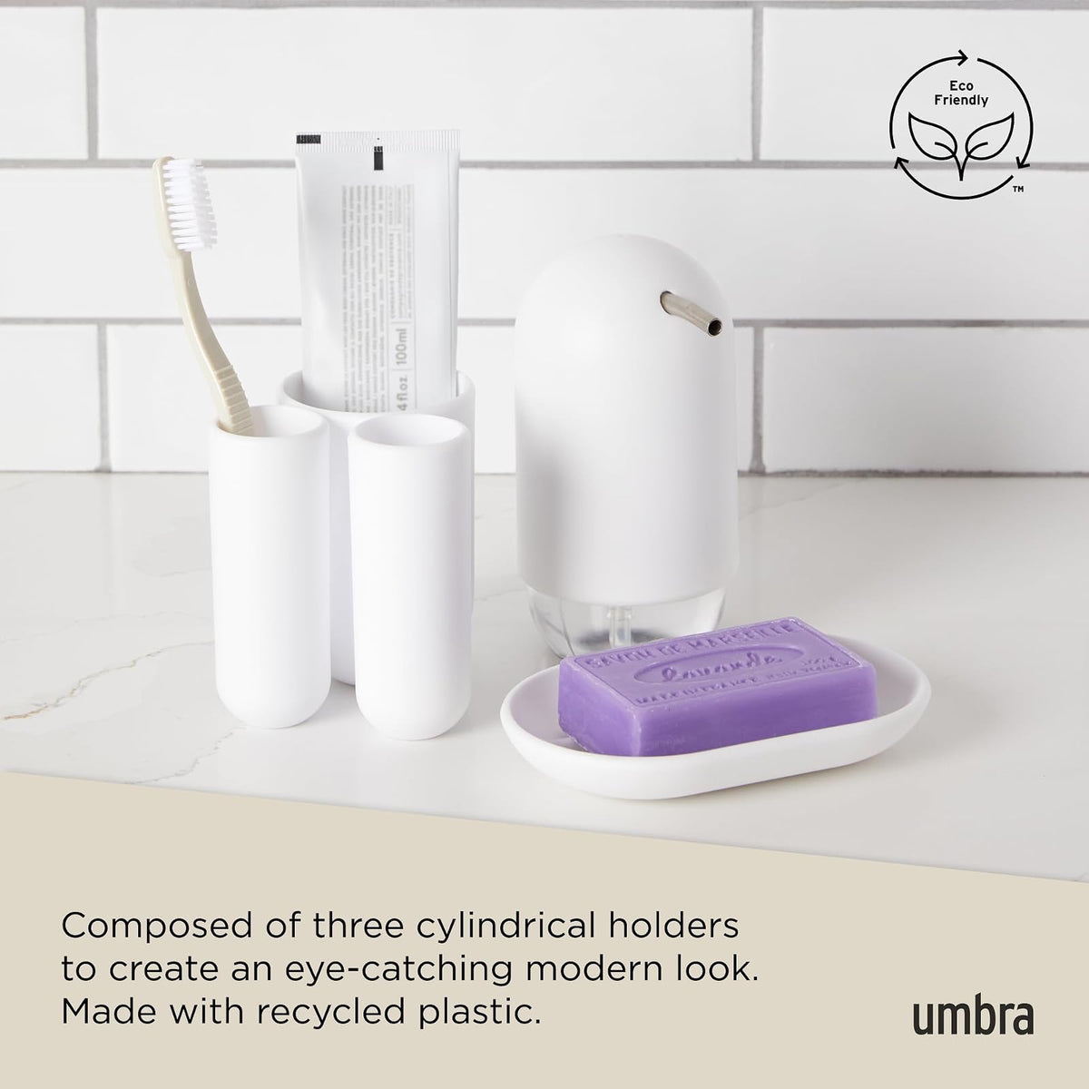 Umbra Touch Sujetador para Cepillo de Dientes, Blanco White