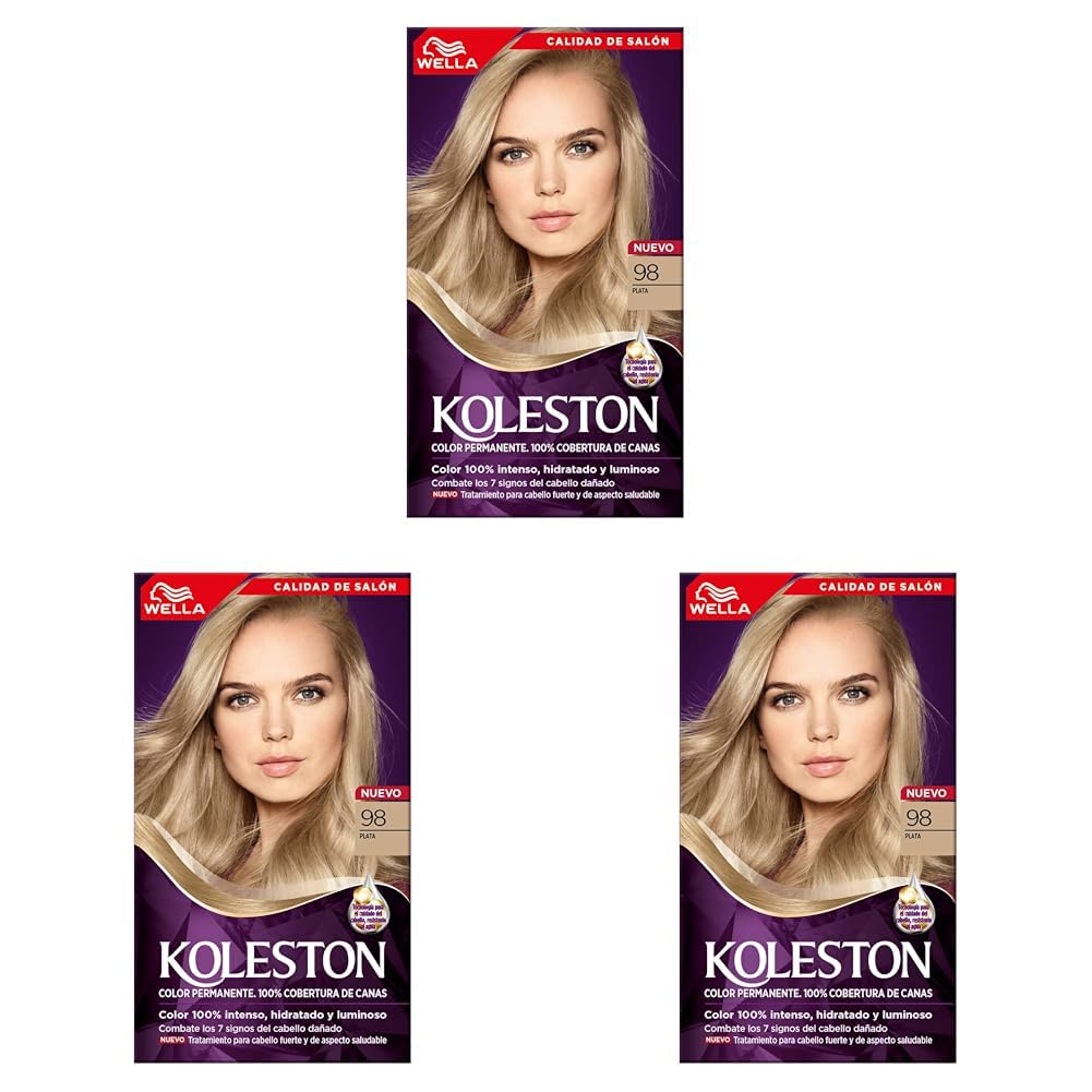 Wella Koleston Tinte Permanente 121 Rubio Cenizo Claro Especial, Paquete de 3 - 1 Unidad (Paquete de 3) - 98 Plata