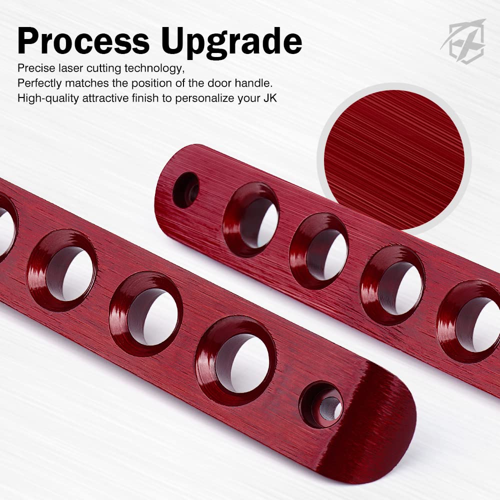 Xprite - Juego de 5 piezas de insertos de aluminio cepillado para manija de puerta lateral y molduras de cubierta compatibles con Jeep Wrangler JK JKU Unlimited Sahara Rubicon 4 puertas, duradero,