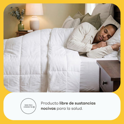 Nooz Edredón - Relleno de Duvet Essential de Microfibra Estilo Verano, Tamaño Individual. Edredón Acolchado con Plumón Alternativo, Ideal para épocas de Poco frío o Calor. Color Blanco