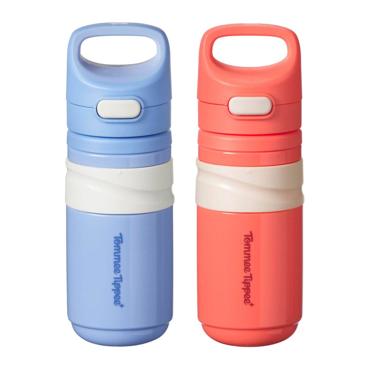 Tommee Tippee Insulated Flip Top Sporty Spill-Proof Toddler Water Bottle for 18 Months+, 11 oz, Push-to-Open Lid Helps Keep Spout Clean, Pack of 2, Blue and Red
