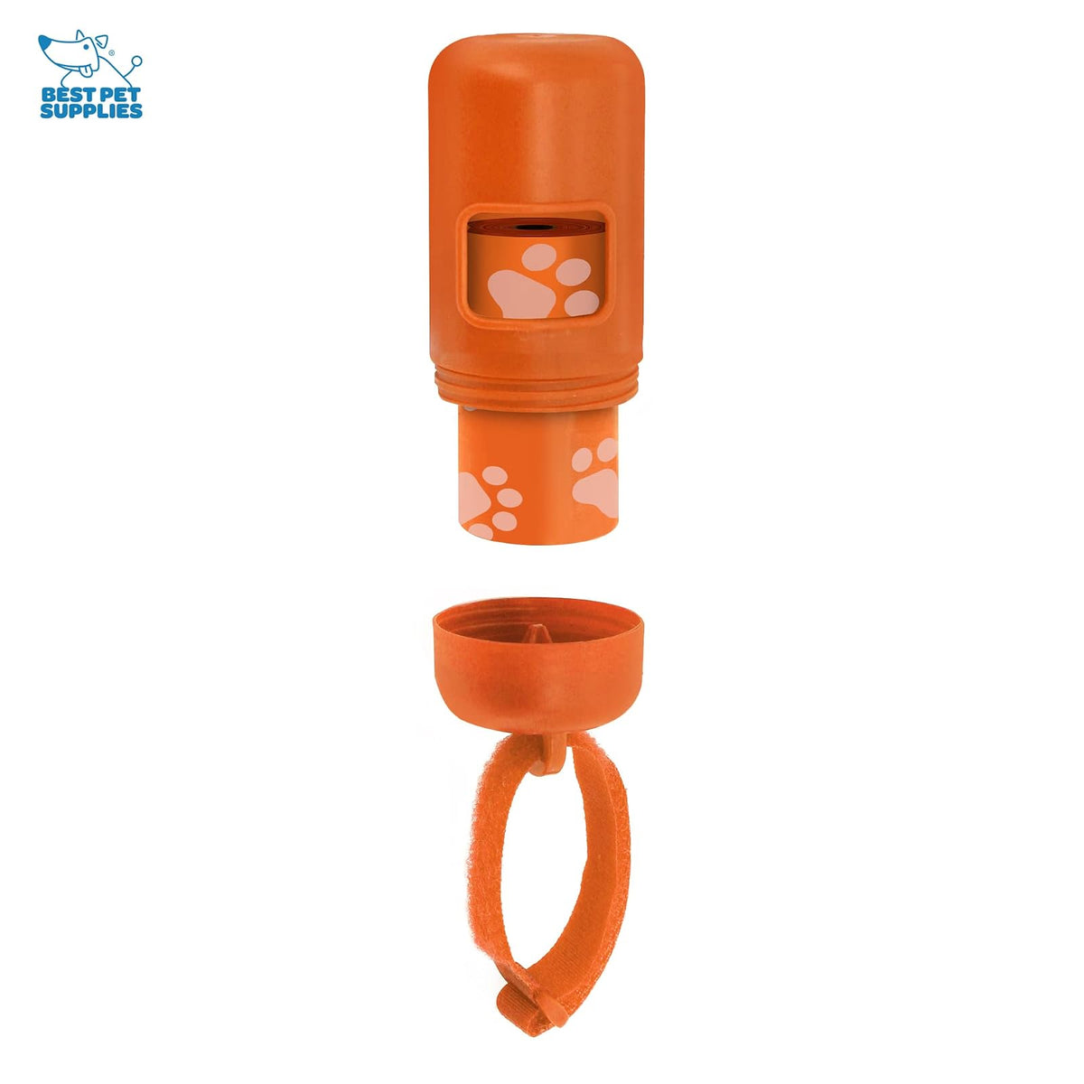 Best Pet Supplies Soporte para bolsa de excrementos de perro, dispensador reutilizable para viajes, caminar, parque y uso al aire libre, duradero con clip, color naranja, (paquete de 2) DS02-2ORW (30 bolsas)
