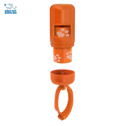 Best Pet Supplies Soporte para bolsa de excrementos de perro, dispensador reutilizable para viajes, caminar, parque y uso al aire libre, duradero con clip, color naranja, (paquete de 2) DS02-2ORW (30 bolsas)