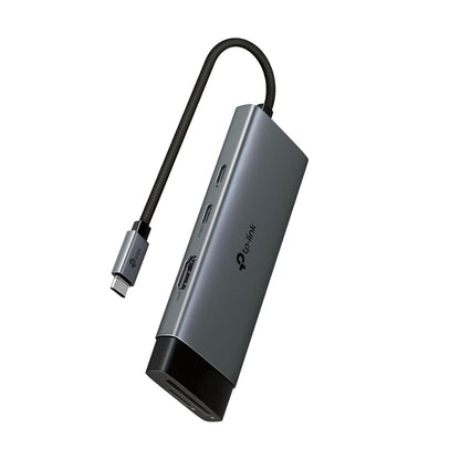 TP-Link USB C Hub 7 en 1 Adaptador multipuerto (UH7020C) | 4K@60Hz HDMI, SD y microSD, 100W de Suministro de energía, 1 USB-C, 2 Puertos USB-A | Dongle de Alta Velocidad de 5Gbps | Compatible con