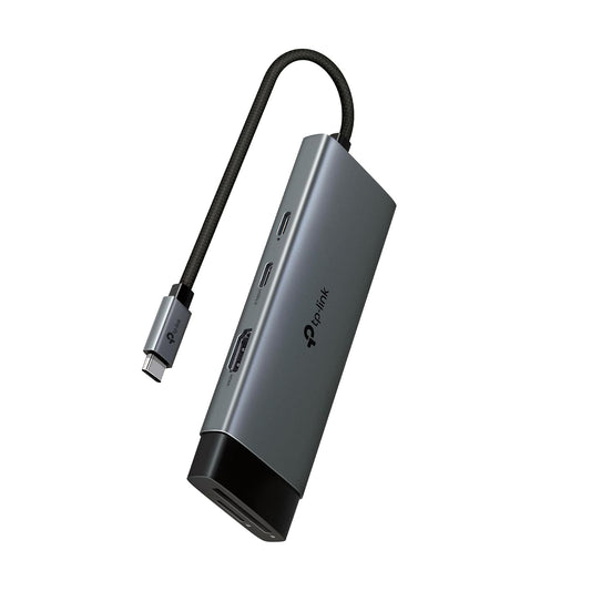 TP-Link USB C Hub 7 en 1 Adaptador multipuerto (UH7020C) | 4K@60Hz HDMI, SD y microSD, 100W de Suministro de energía, 1 USB-C, 2 Puertos USB-A | Dongle de Alta Velocidad de 5Gbps | Compatible con