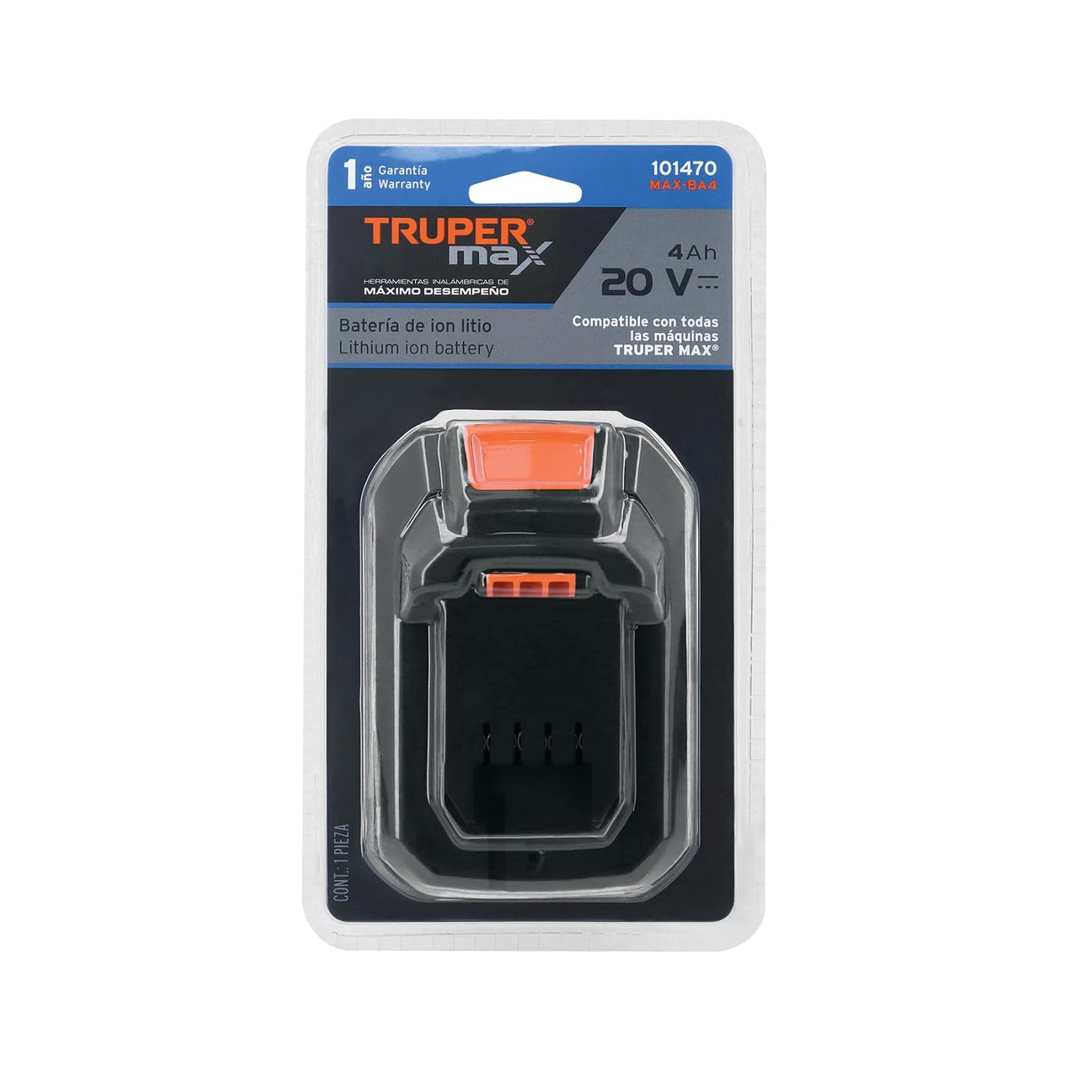 Truper Max MAX-BA4 Batería ion litio Truper MAX 20V, 4Ah