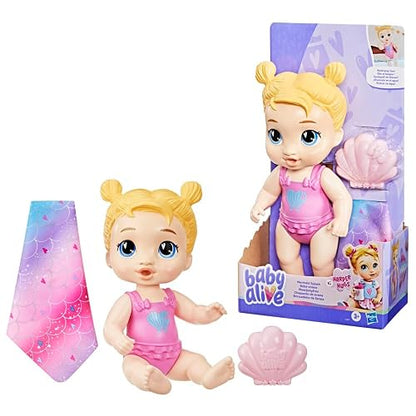 Baby Alive Hasbro Harper Hugs Chapuzón de Sirena - Muñeca de bebé de 28 cm para Jugar en el Agua para niños y niñas a Partir de 3 años