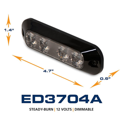 ECCO ED3704A Luz Direccional 4 LED Montaje en Superficie 12-24 VCC, Ámbar
